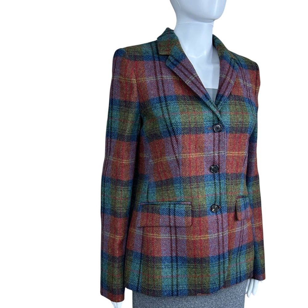 Brooks Brothers Moon Tweed Plaid Wool  Blazer Size 4 Elbow Patch Equestrian NWT - Picture 4 of 16